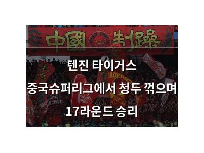 텐진 타이거스 중국슈퍼리그에서 청두 꺾으며 17라운드 승리